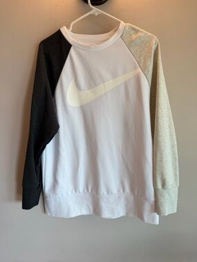 Nike White Dri-FIT Mesh Tee with Black Swoosh